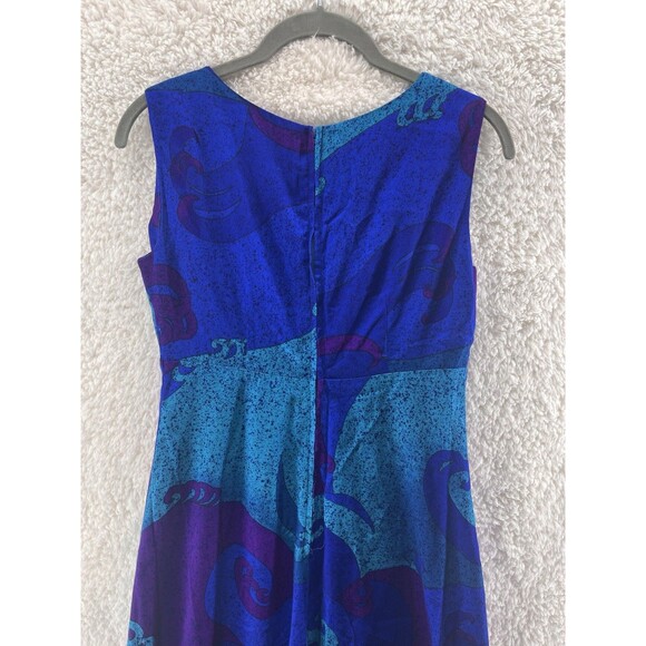 VTG Ohtani Hawaii Dress Women’s Size 8 Maxi Blue Purple Wave Print - Picture 12 of 13